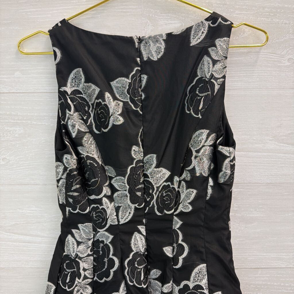 Prabal Gurung Black/ Silver Embroidered Flower Tank Dress 2