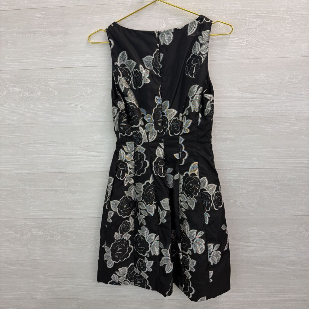 Prabal Gurung Black/ Silver Embroidered Flower Tank Dress 2