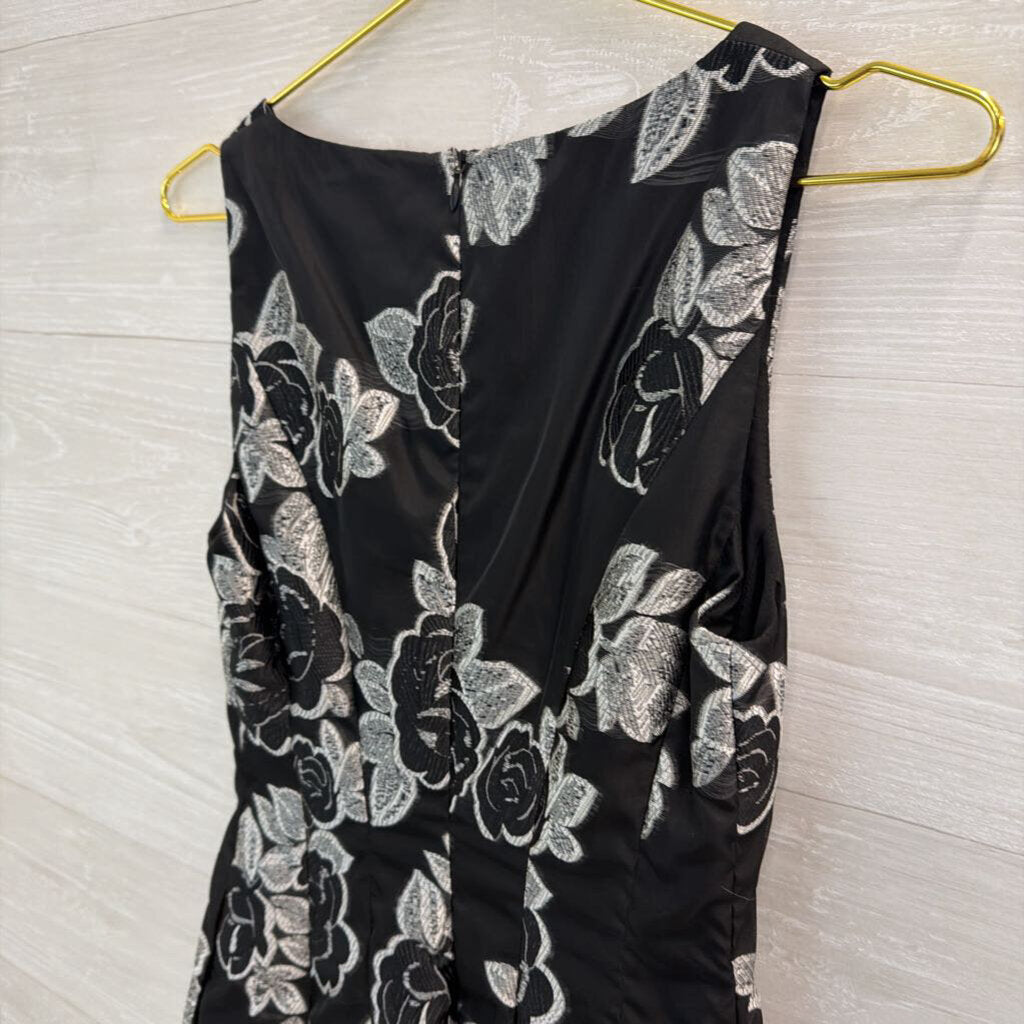 Prabal Gurung Black/ Silver Embroidered Flower Tank Dress 2