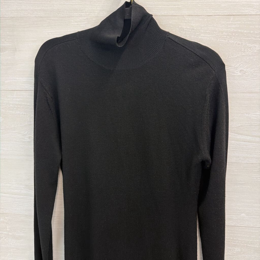 Lita Black Long Sleeve Mock Neck Maxi Sweater Dress Small