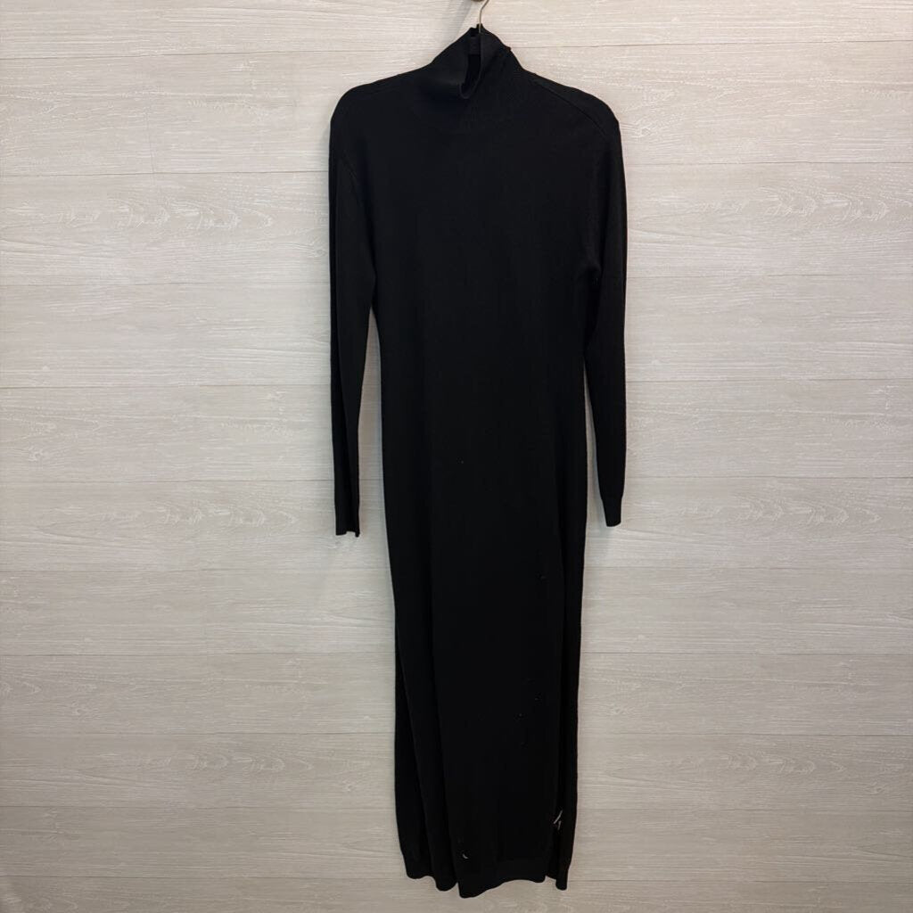 Lita Black Long Sleeve Mock Neck Maxi Sweater Dress Small