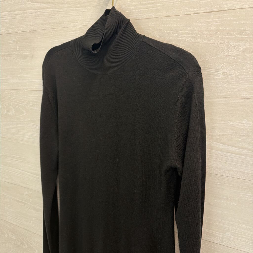 Lita Black Long Sleeve Mock Neck Maxi Sweater Dress Small