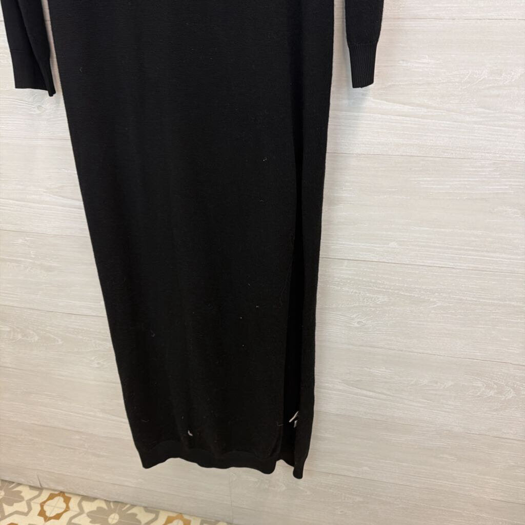 Lita Black Long Sleeve Mock Neck Maxi Sweater Dress Small