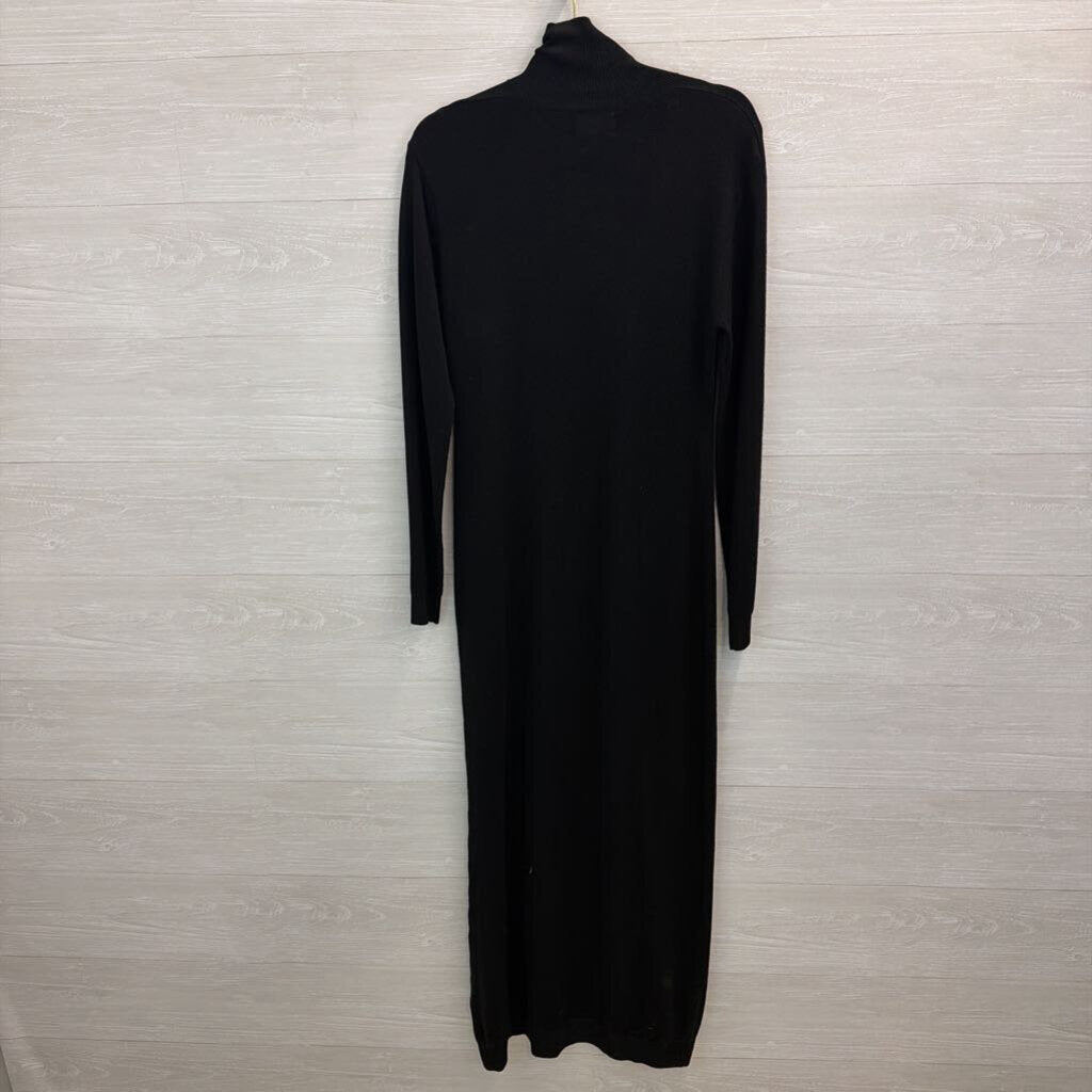 Lita Black Long Sleeve Mock Neck Maxi Sweater Dress Small