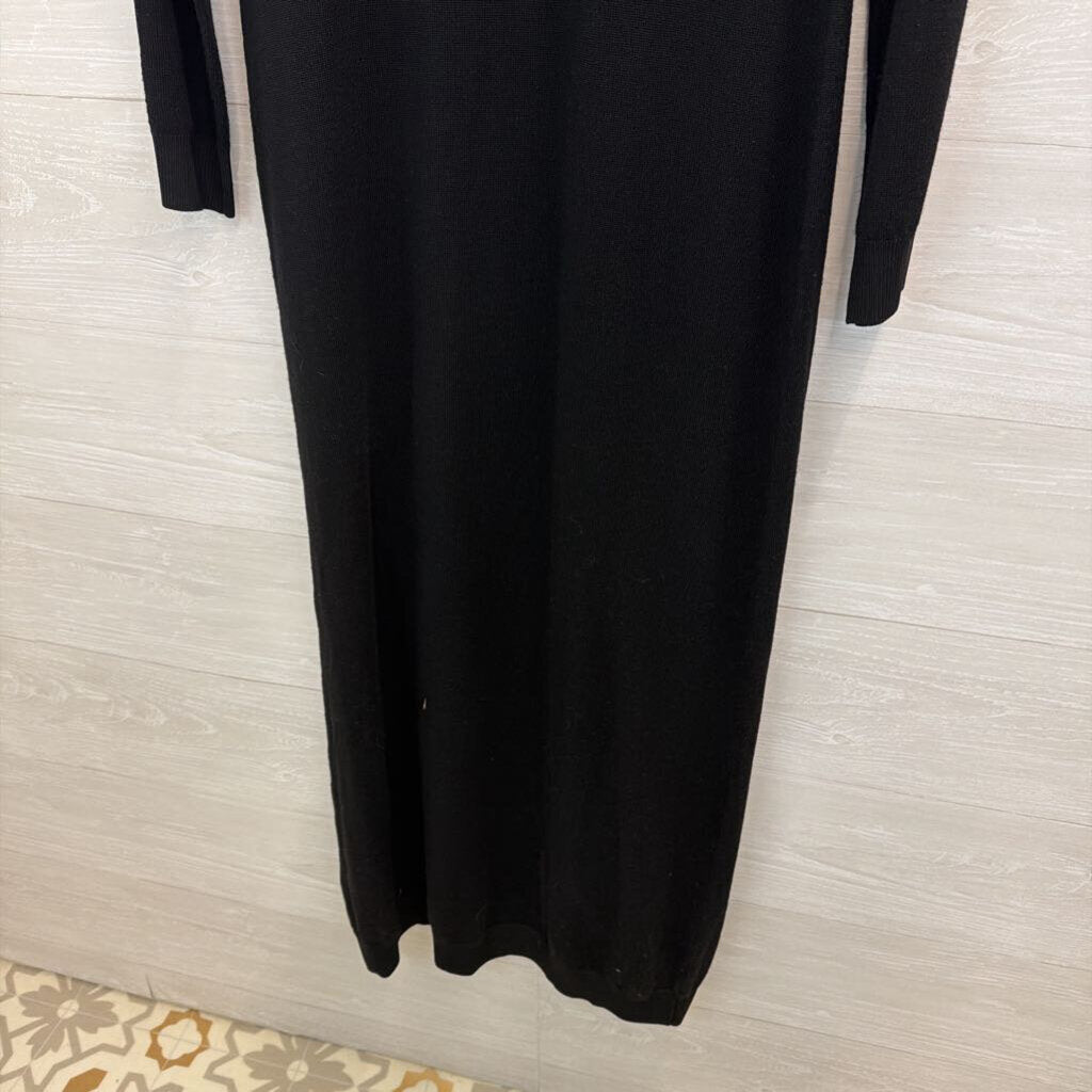Lita Black Long Sleeve Mock Neck Maxi Sweater Dress Small