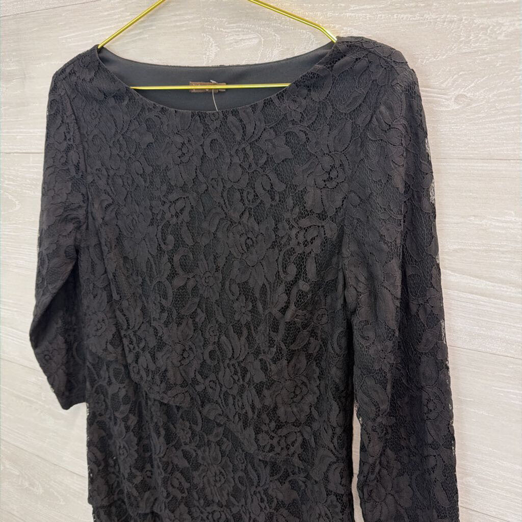 J McLaughlin Black Lace Long Sleeve Dress 8
