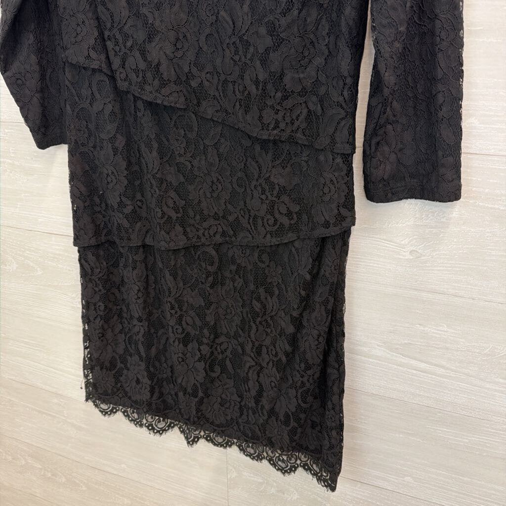 J McLaughlin Black Lace Long Sleeve Dress 8
