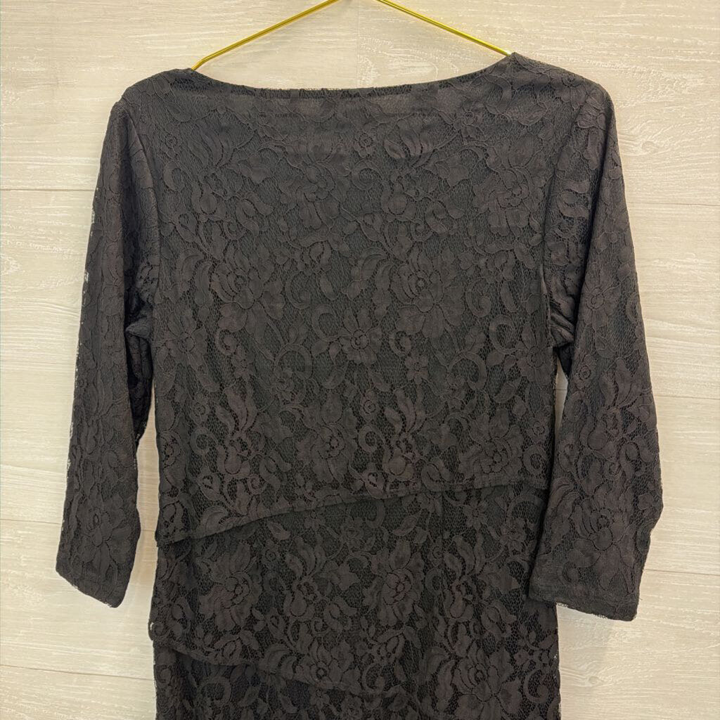 J McLaughlin Black Lace Long Sleeve Dress 8