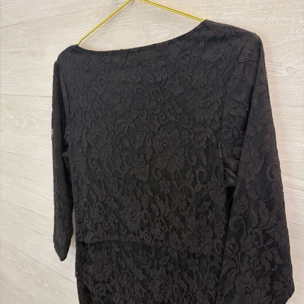 J McLaughlin Black Lace Long Sleeve Dress 8