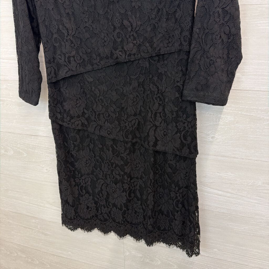 J McLaughlin Black Lace Long Sleeve Dress 8