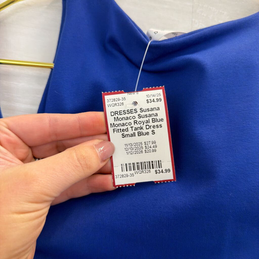 Susana Monaco Royal Blue Fitted Tank Dress Small