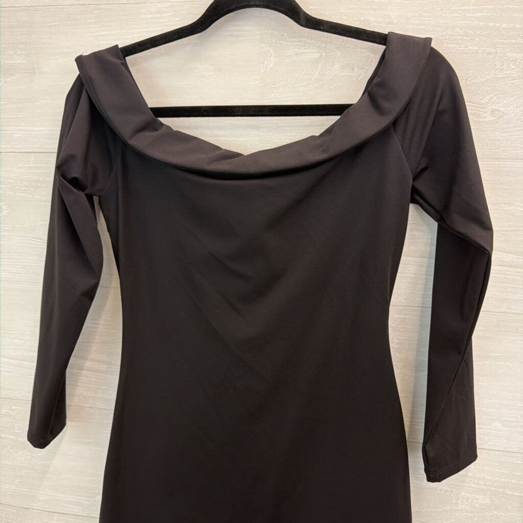 Popilush Black Long Sleeve Off Shoulder Fitted Dress Large