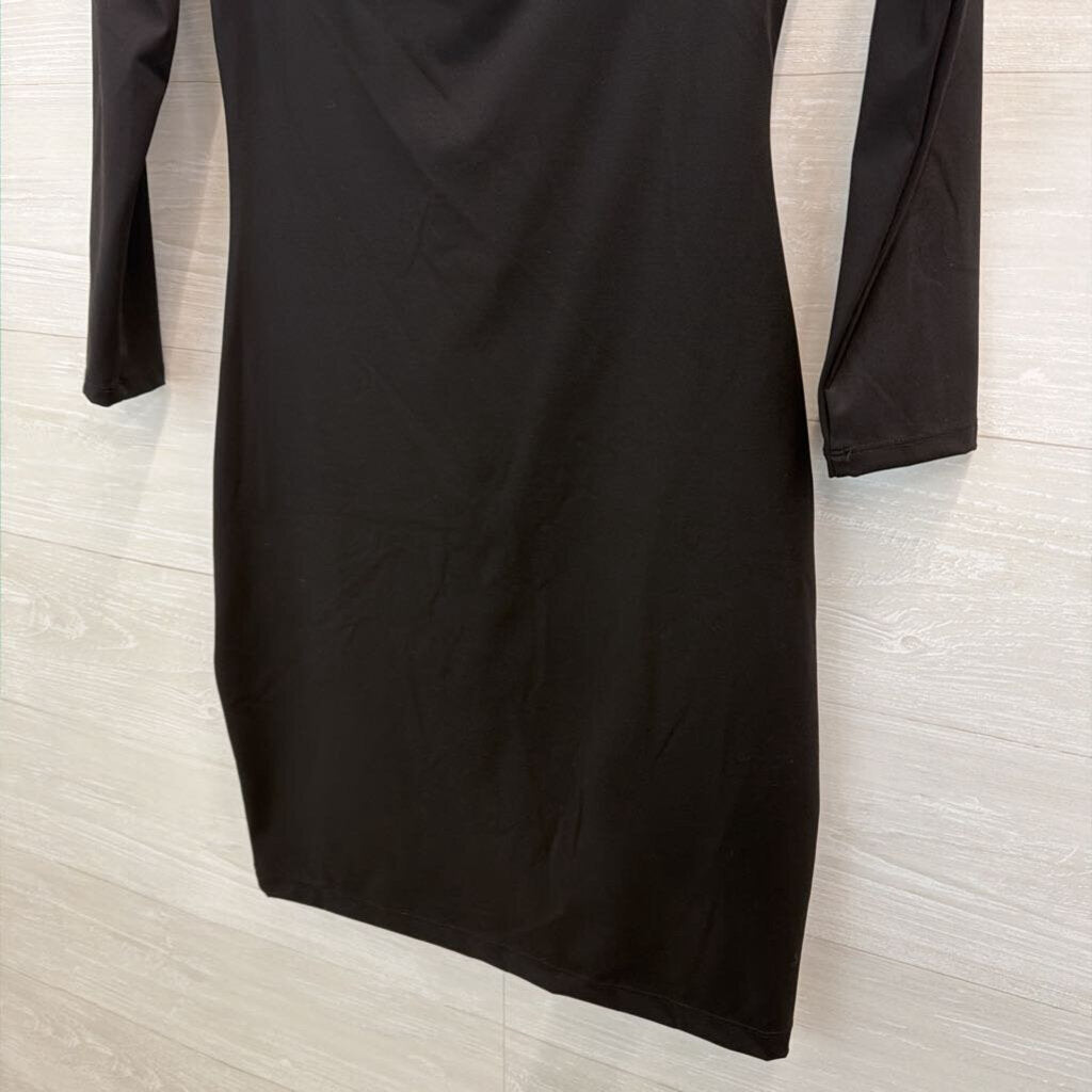 Popilush Black Long Sleeve Off Shoulder Fitted Dress Large