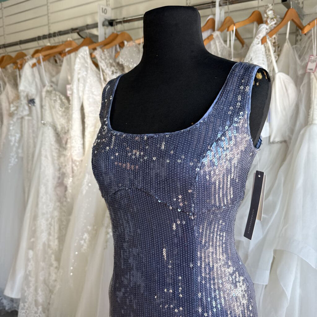 Pilcro Blue Sequin Long Formal Dress Small