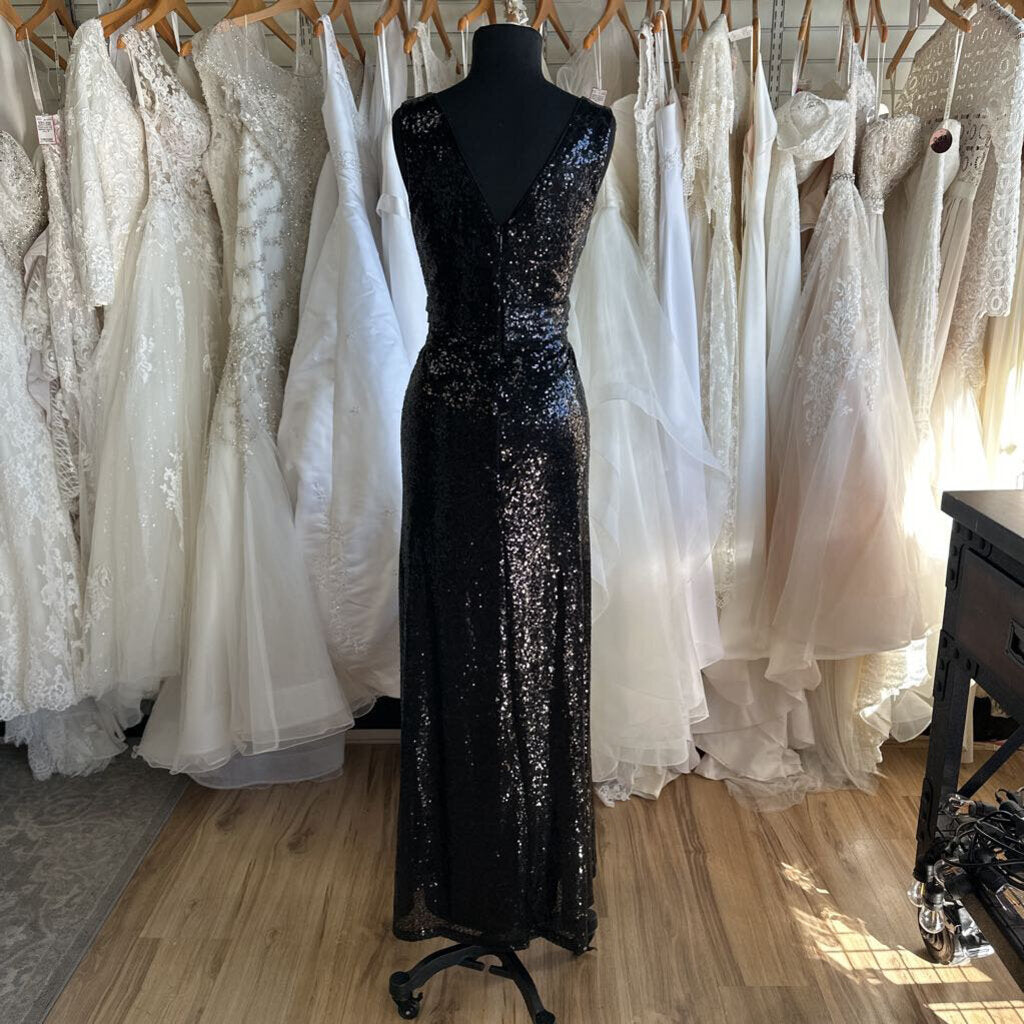 Kate Kasin Black Sequin Long Formal Dress 6