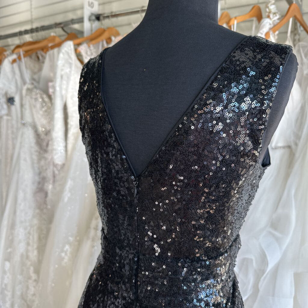 Kate Kasin Black Sequin Long Formal Dress 6