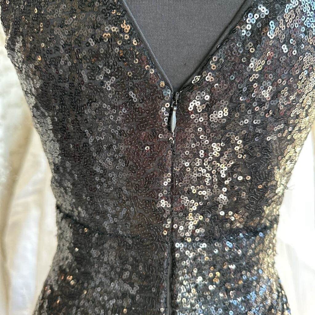 Kate Kasin Black Sequin Long Formal Dress 6