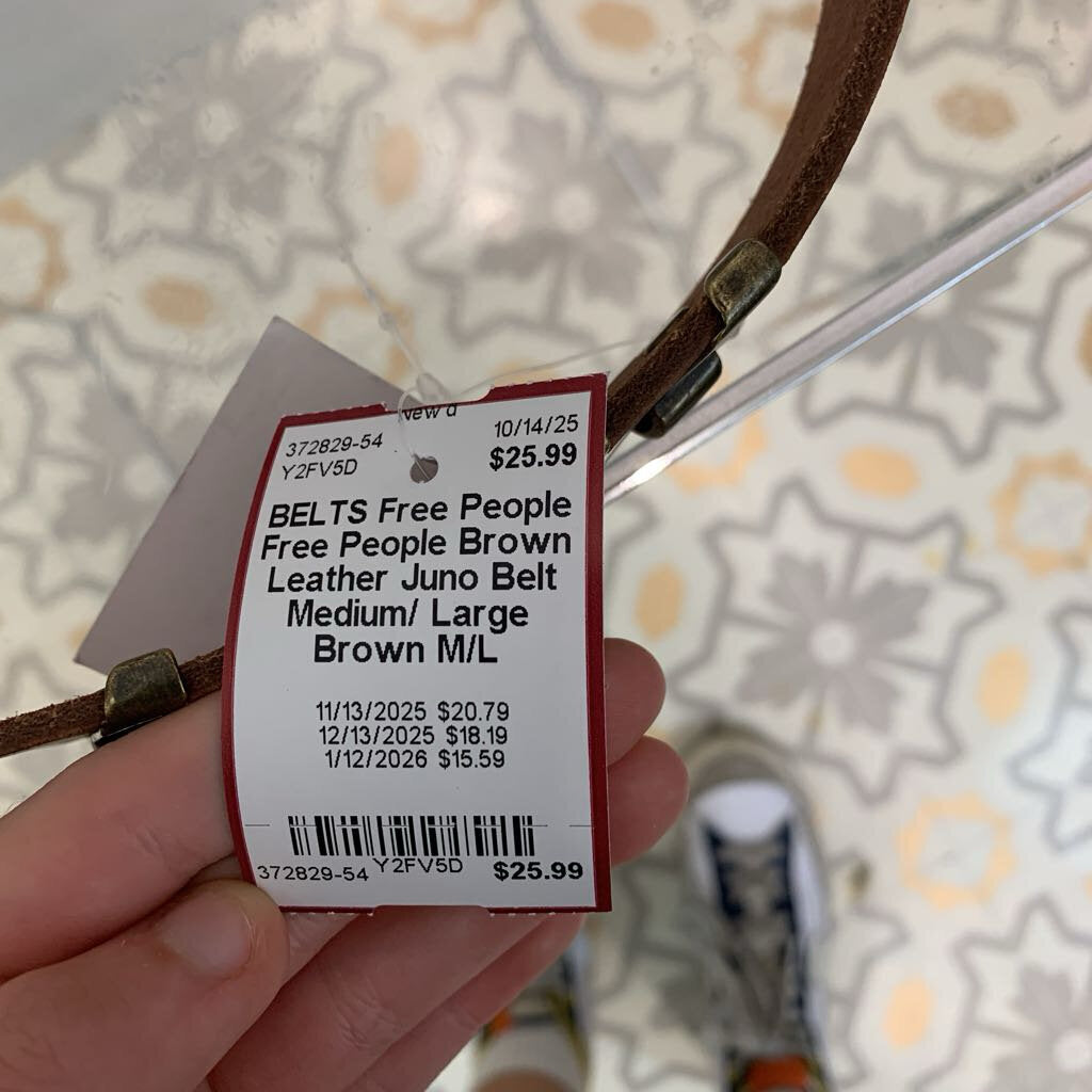 Free People Brown Leather Juno Belt Medium/ Large