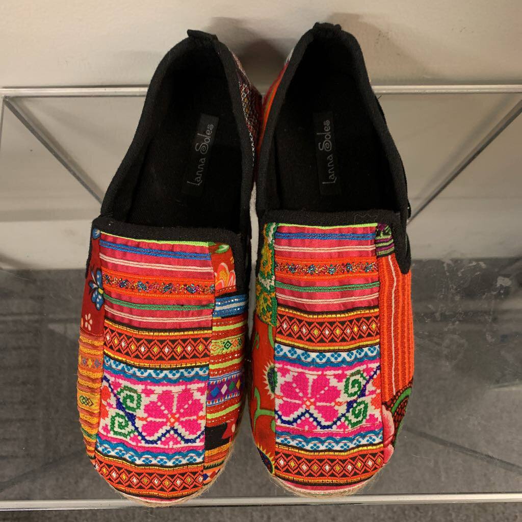 Lanna Soles Hmong Patchwork Embroidered Slip On Shoes 6