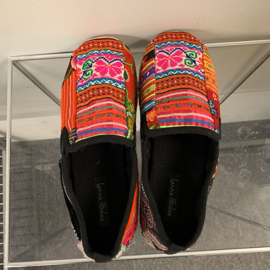Lanna Soles Hmong Patchwork Embroidered Slip On Shoes 6