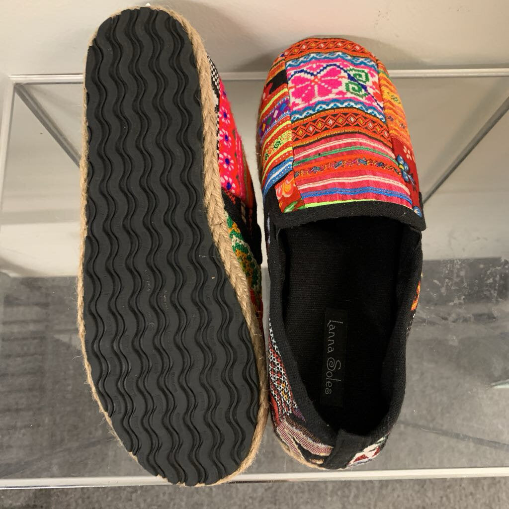 Lanna Soles Hmong Patchwork Embroidered Slip On Shoes 6