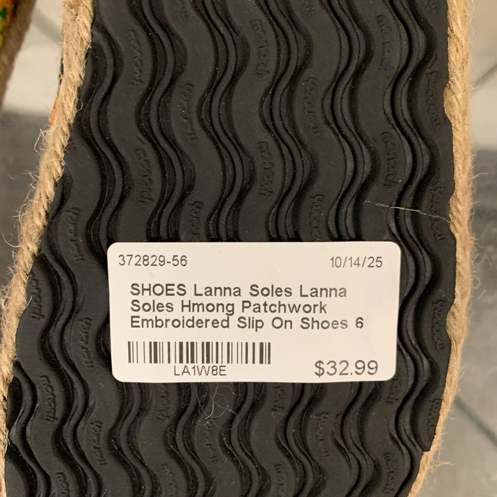 Lanna Soles Hmong Patchwork Embroidered Slip On Shoes 6