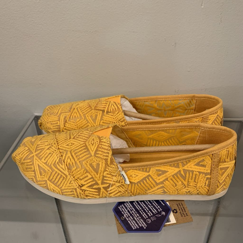 Toms Yellow Embroidered Classic Slip On Shoes 7