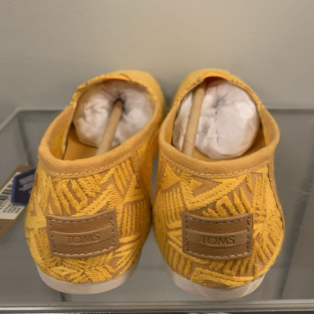 Toms Yellow Embroidered Classic Slip On Shoes 7
