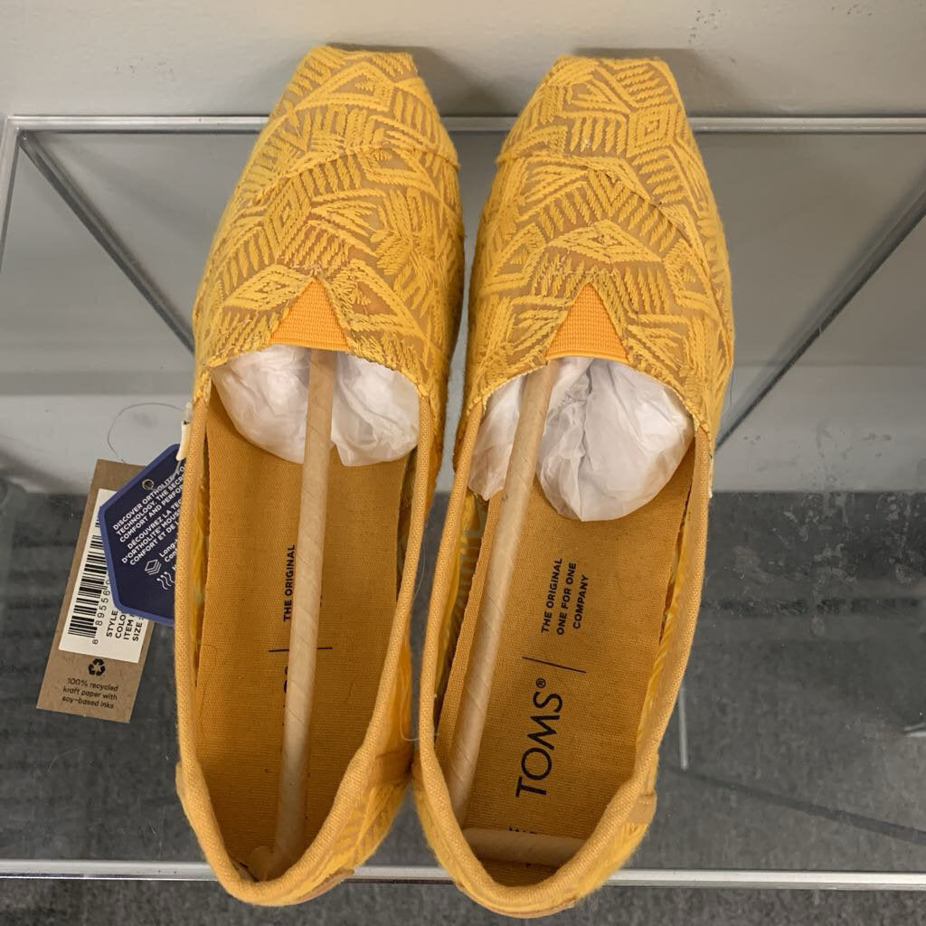 Toms Yellow Embroidered Classic Slip On Shoes 7