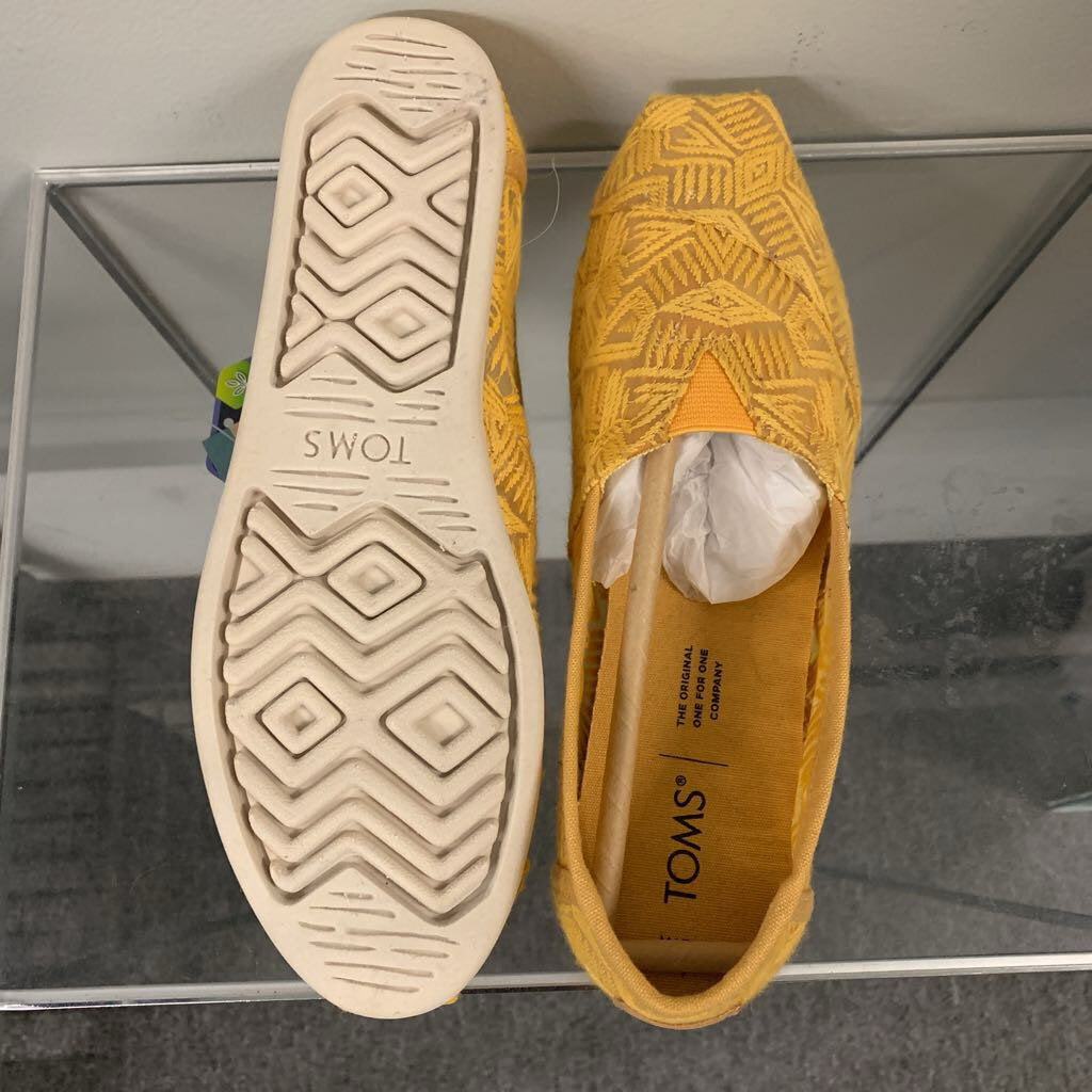 Toms Yellow Embroidered Classic Slip On Shoes 7
