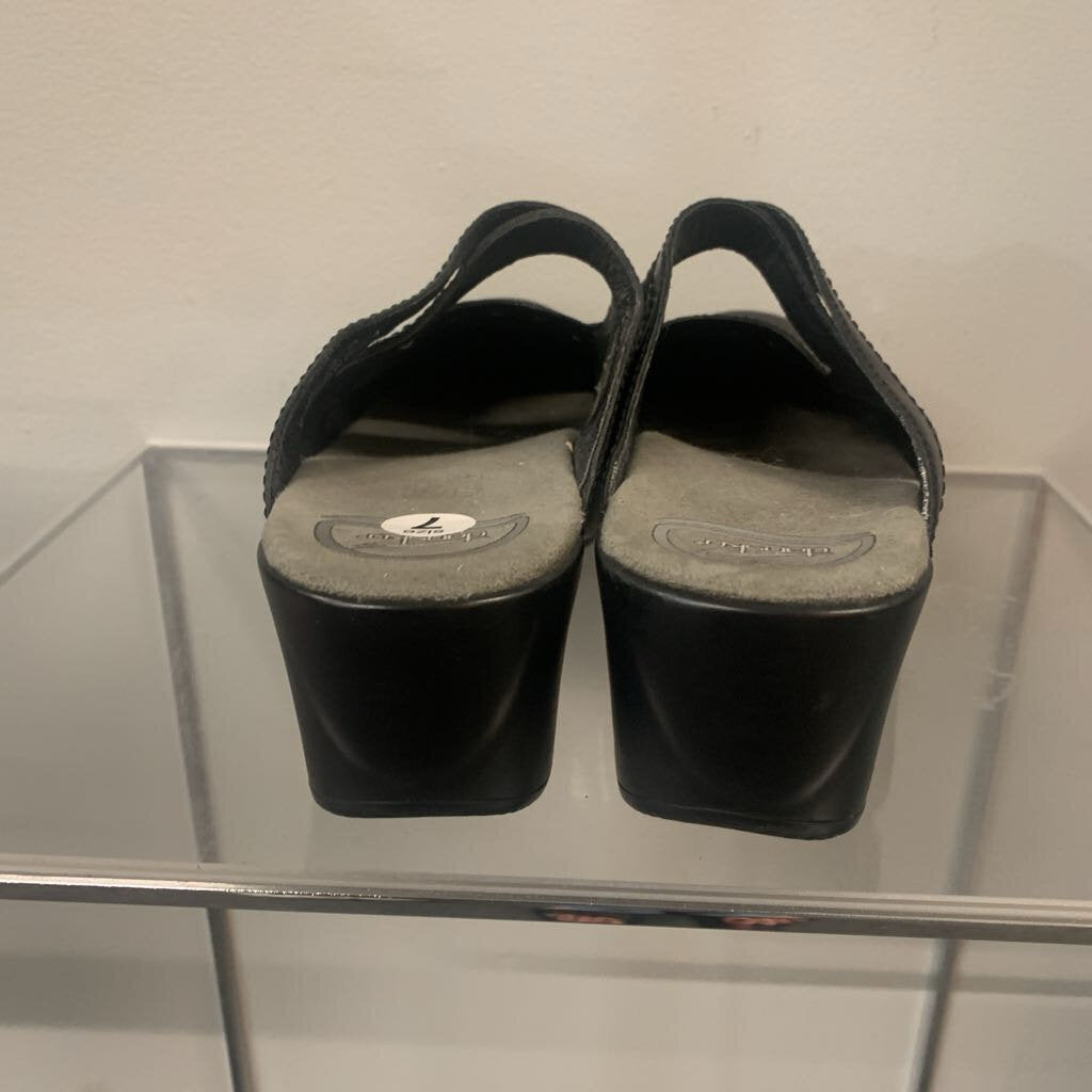 Dansko Black Leather Slip On Mule Clogs 7