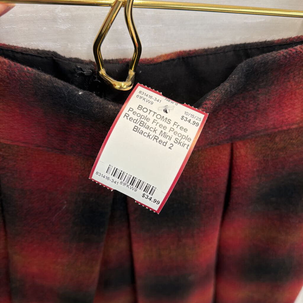 Free People Red/Black Mini Skirt