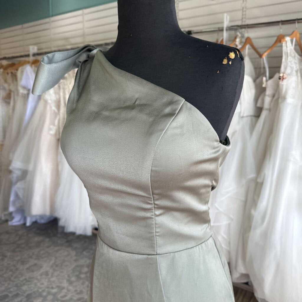 Stacees Sage One Shoulder Evening Gown