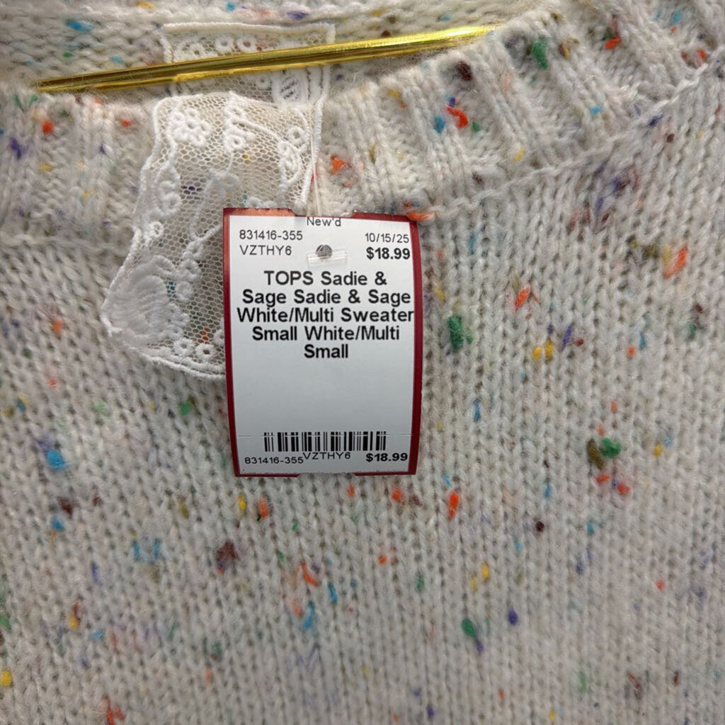 Sadie & Sage White/Multi Sweater Small