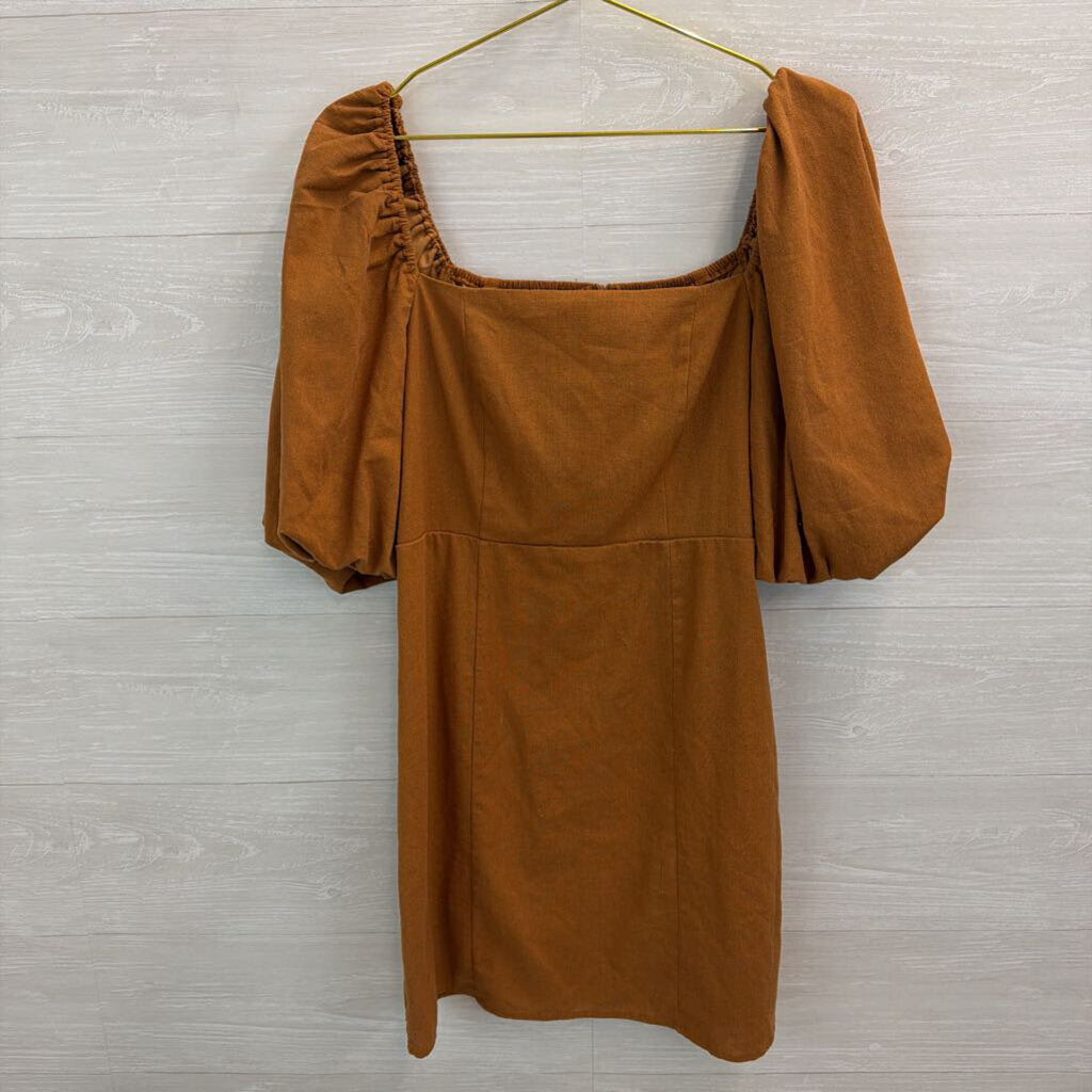 Mi Ami Rust Puff Sleeve Dress Large
