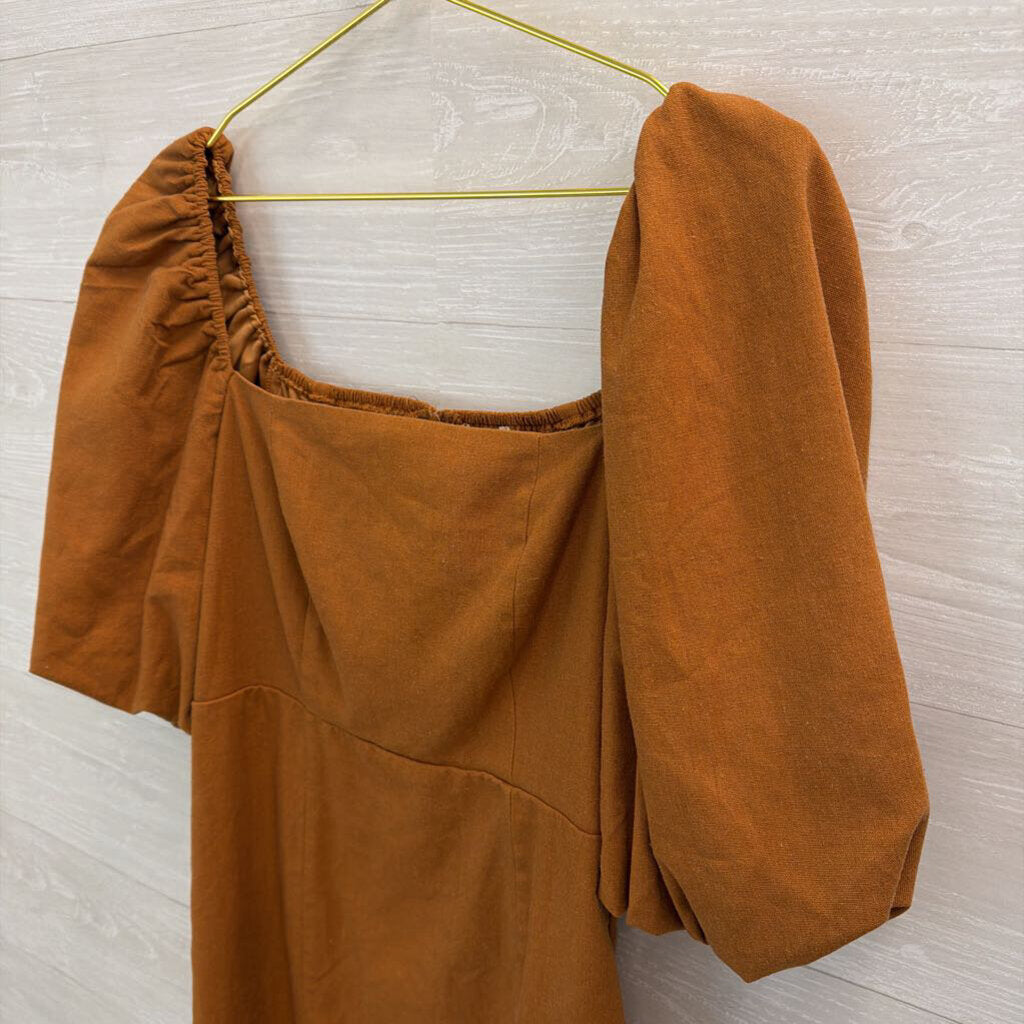 Mi Ami Rust Puff Sleeve Dress Large