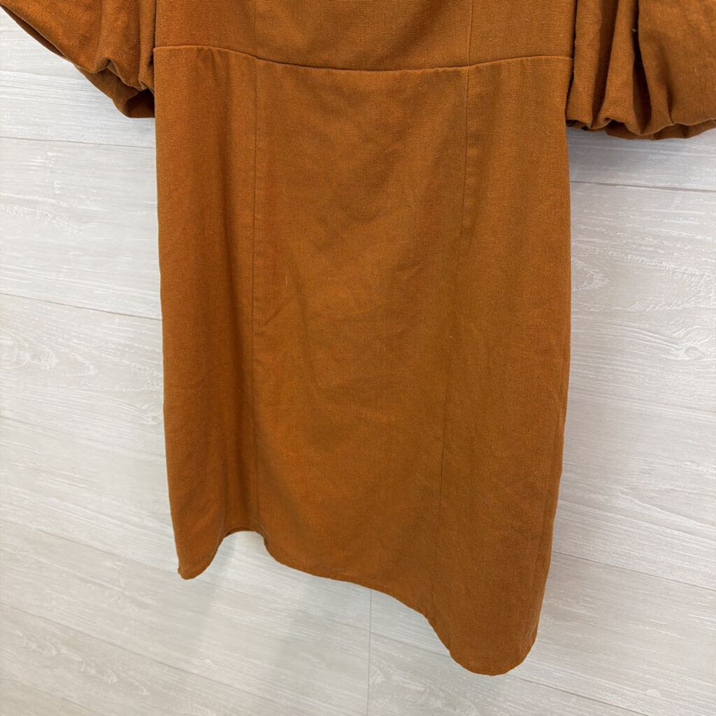 Mi Ami Rust Puff Sleeve Dress Large