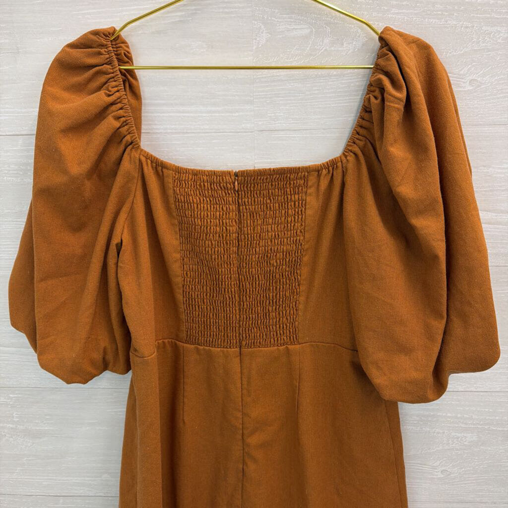 Mi Ami Rust Puff Sleeve Dress Large