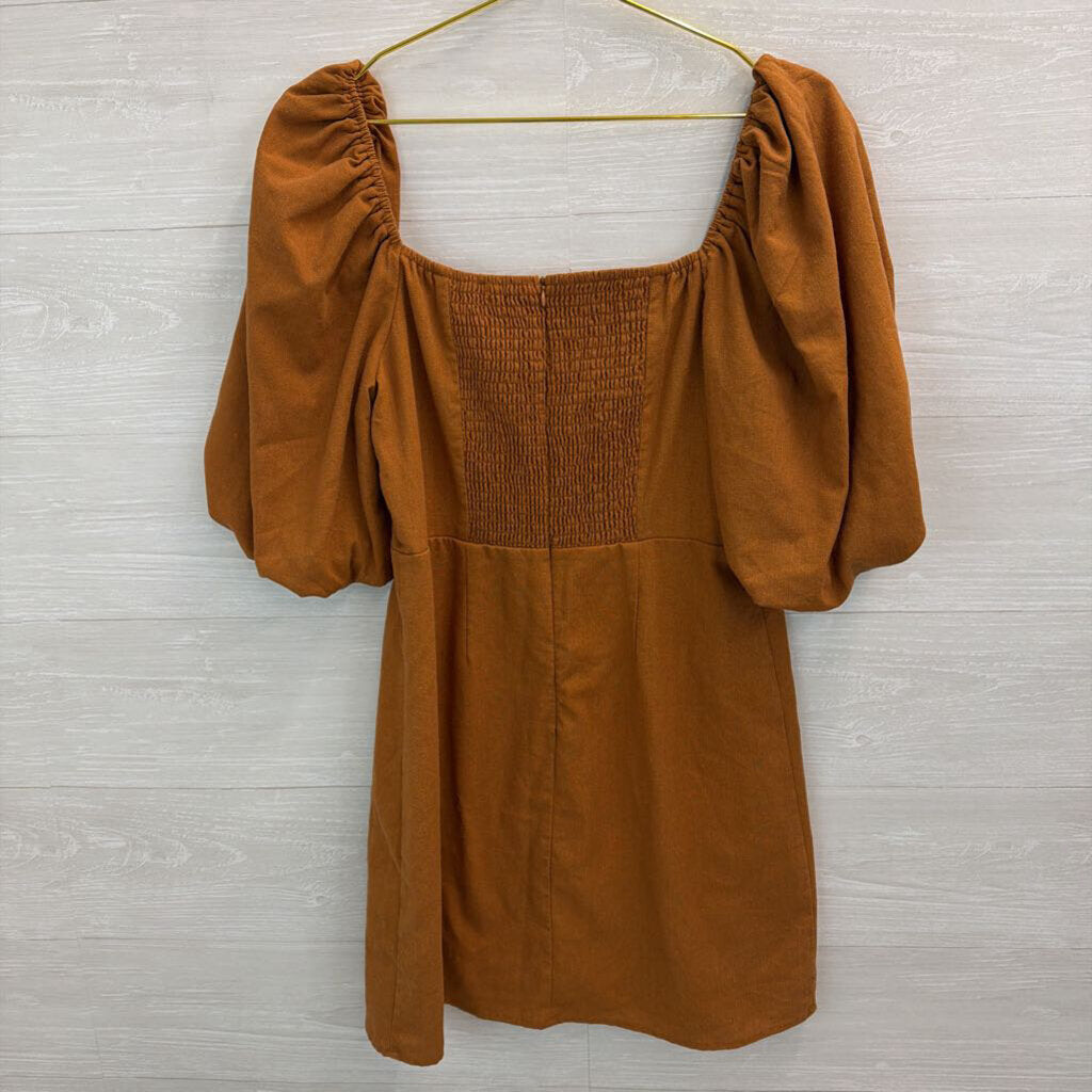 Mi Ami Rust Puff Sleeve Dress Large