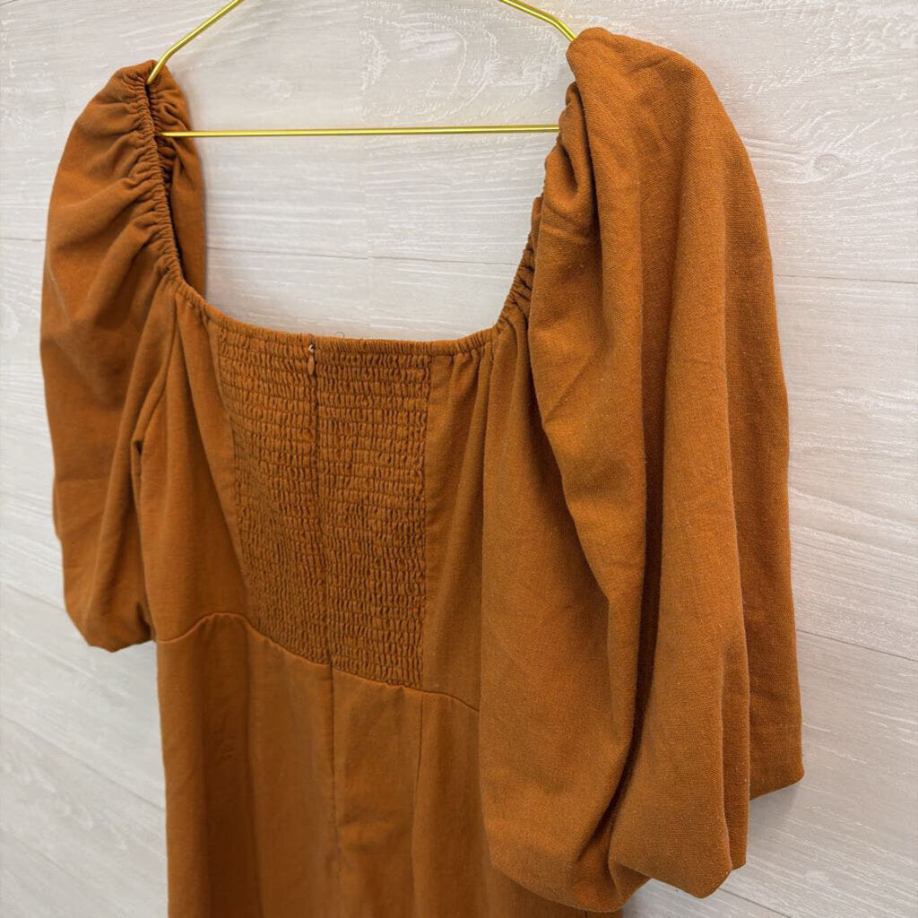 Mi Ami Rust Puff Sleeve Dress Large