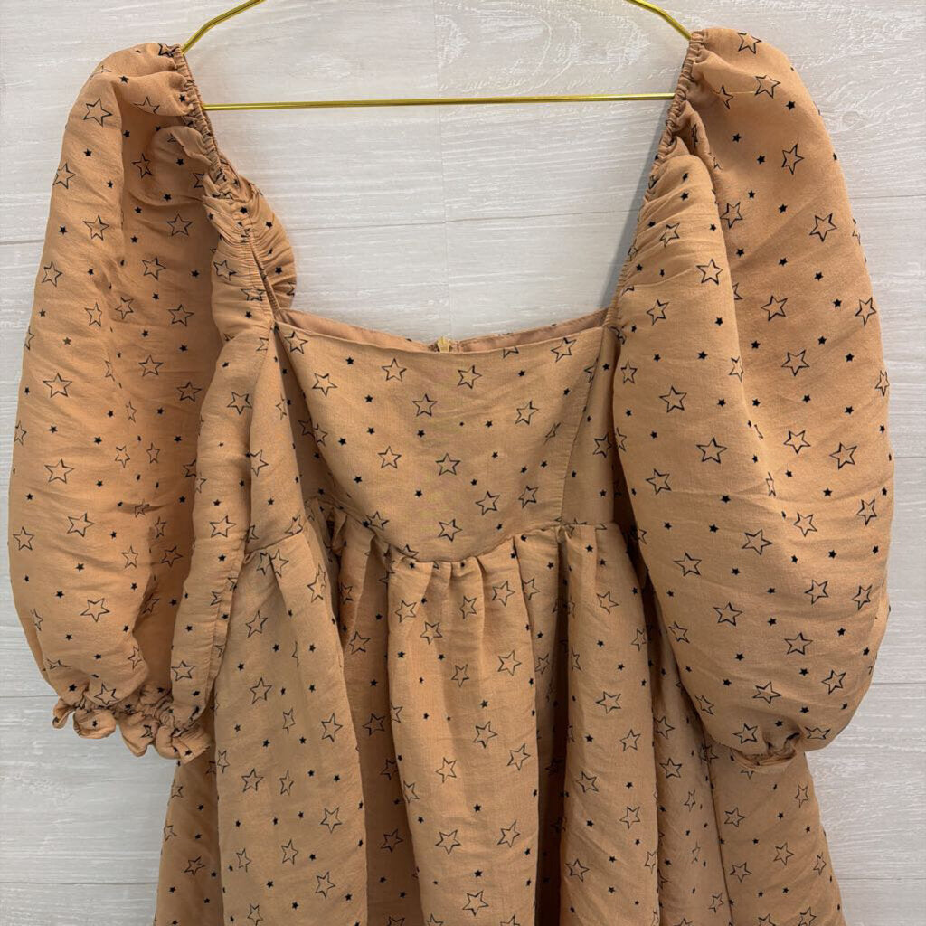 Storia Beige Puff Sleeve Dress Medium