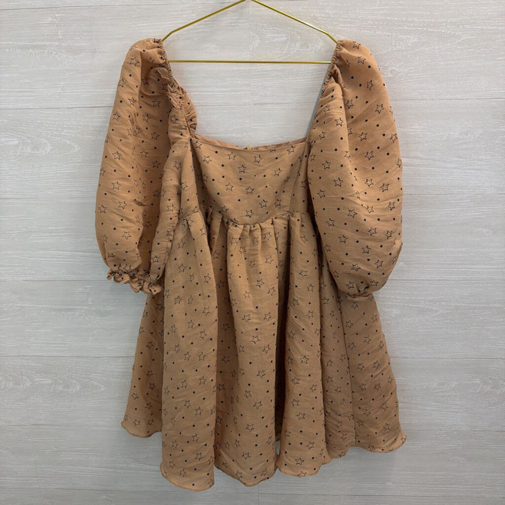 Storia Beige Puff Sleeve Dress Medium