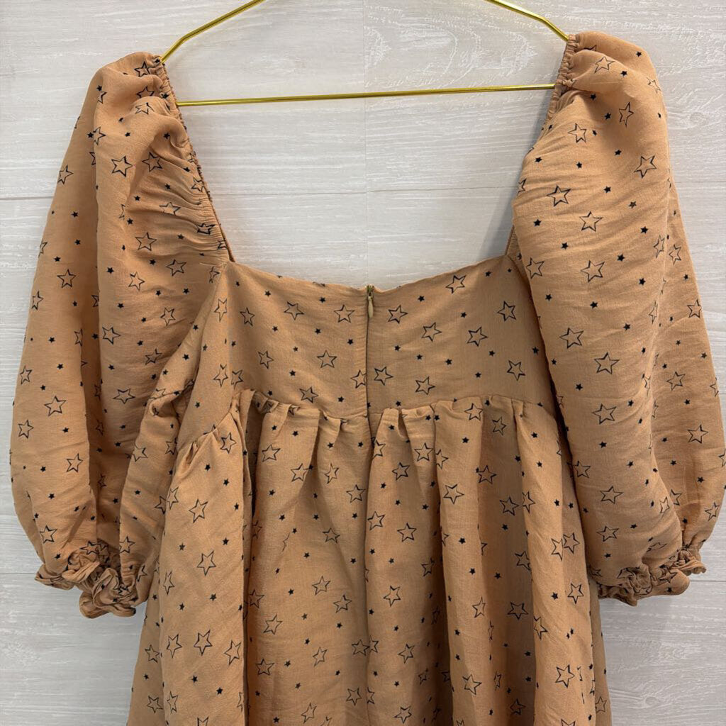 Storia Beige Puff Sleeve Dress Medium