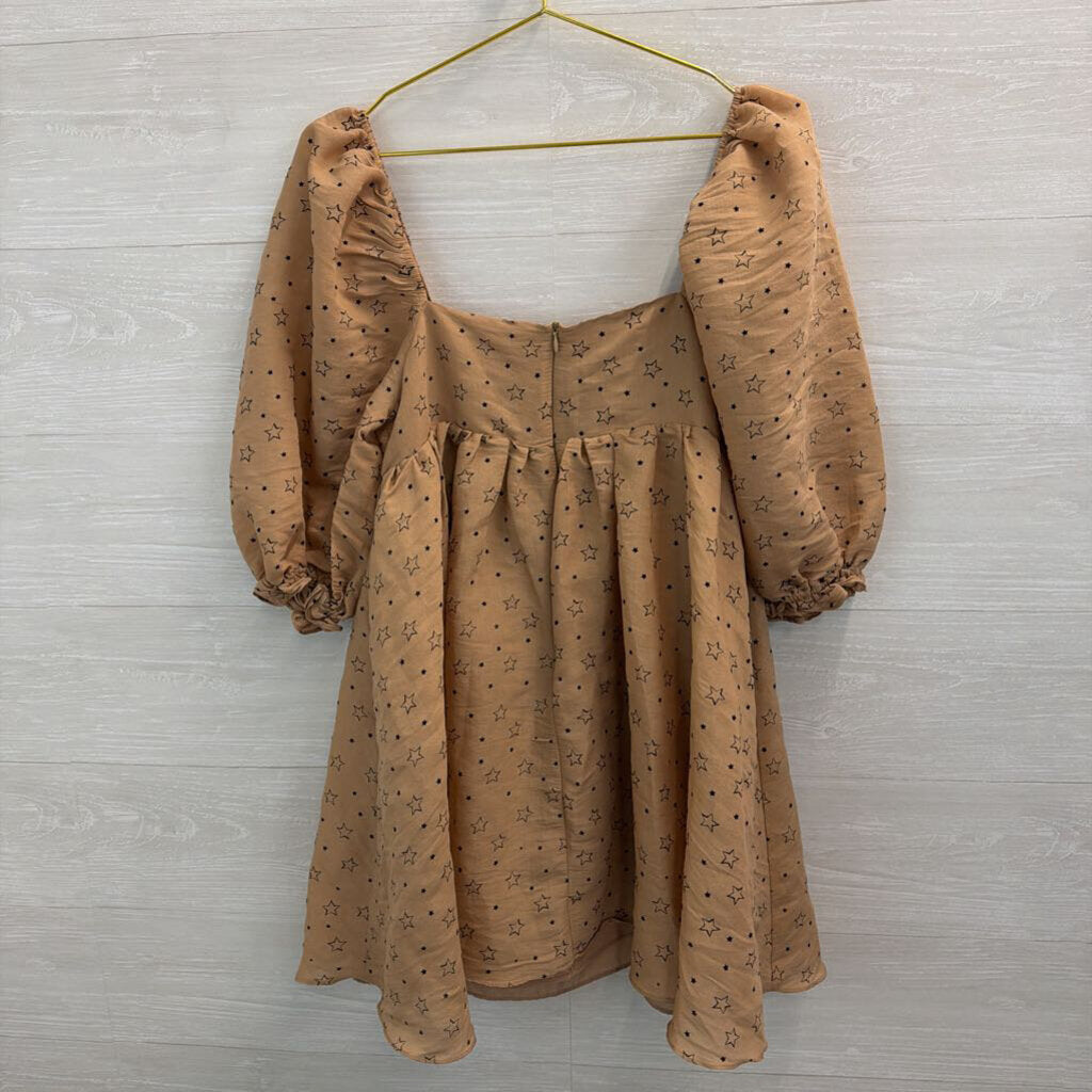 Storia Beige Puff Sleeve Dress Medium