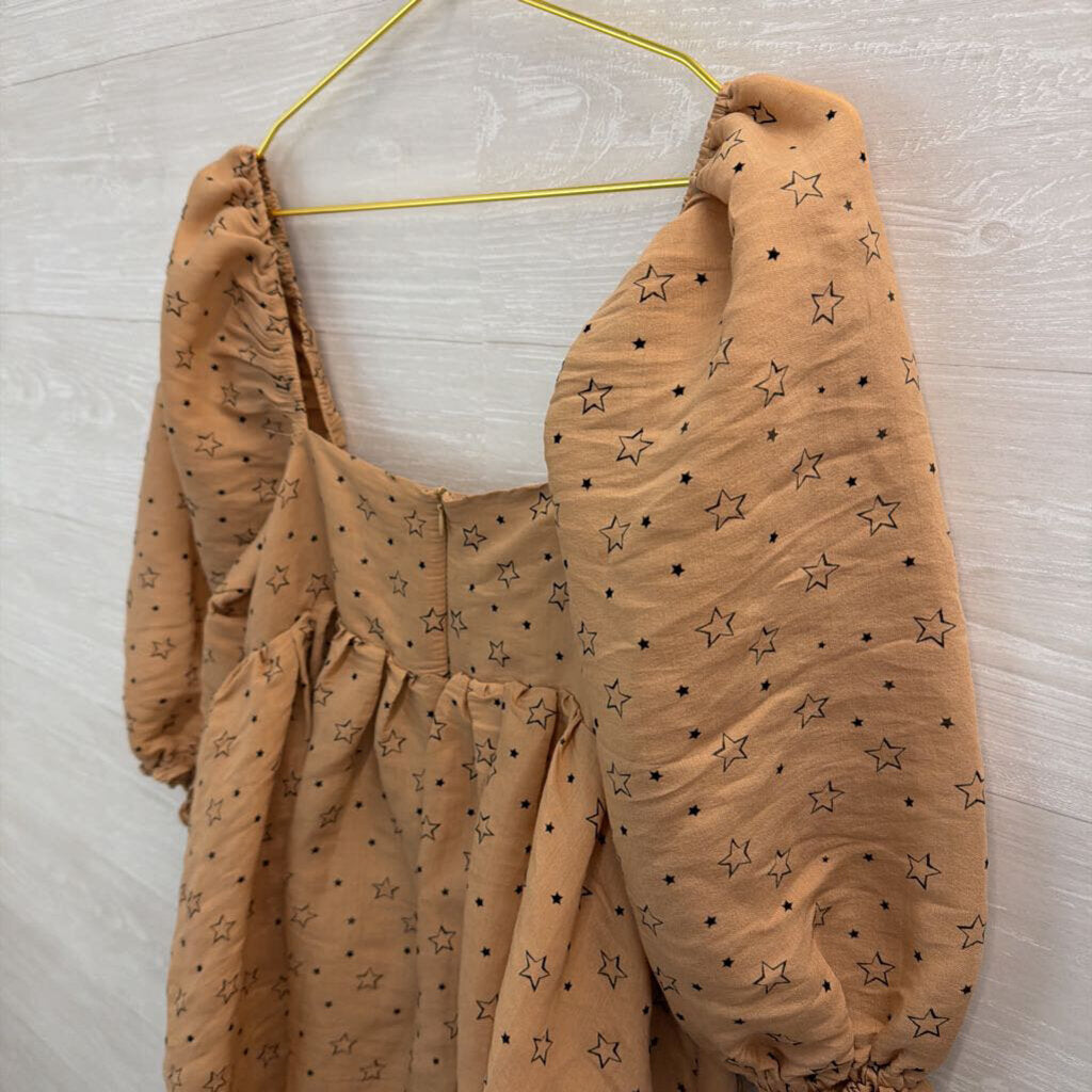 Storia Beige Puff Sleeve Dress Medium