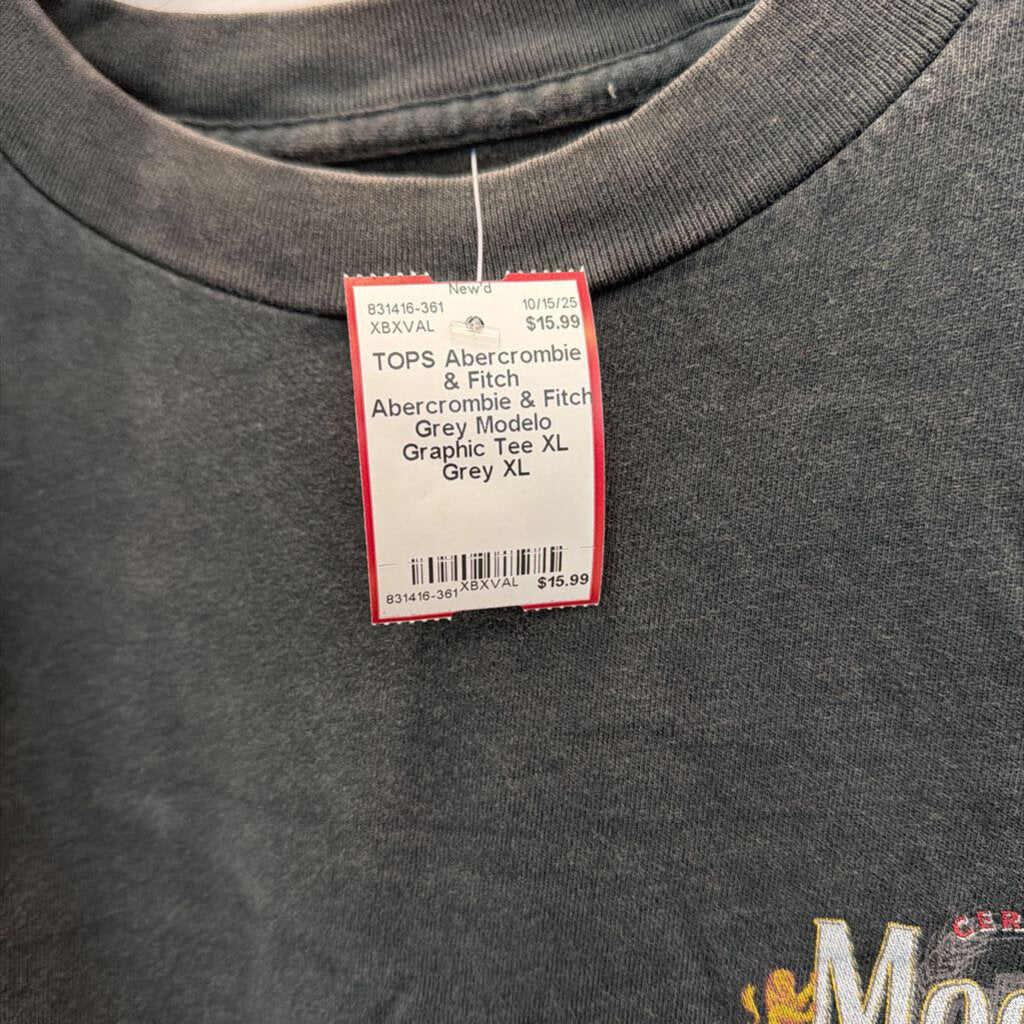 Abercrombie & Fitch Grey Modelo Graphic Tee XL
