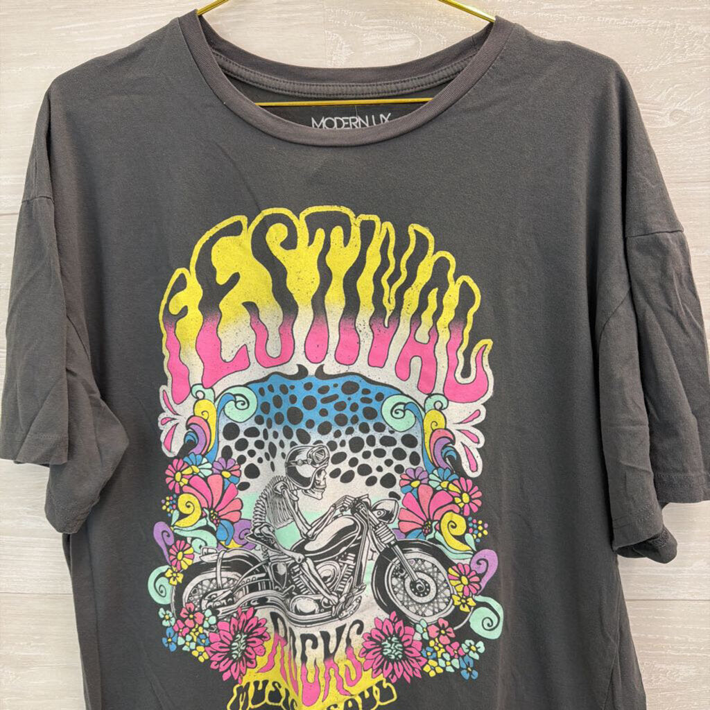Festival Rocks Graphic Tee Grey/Multi L/XL