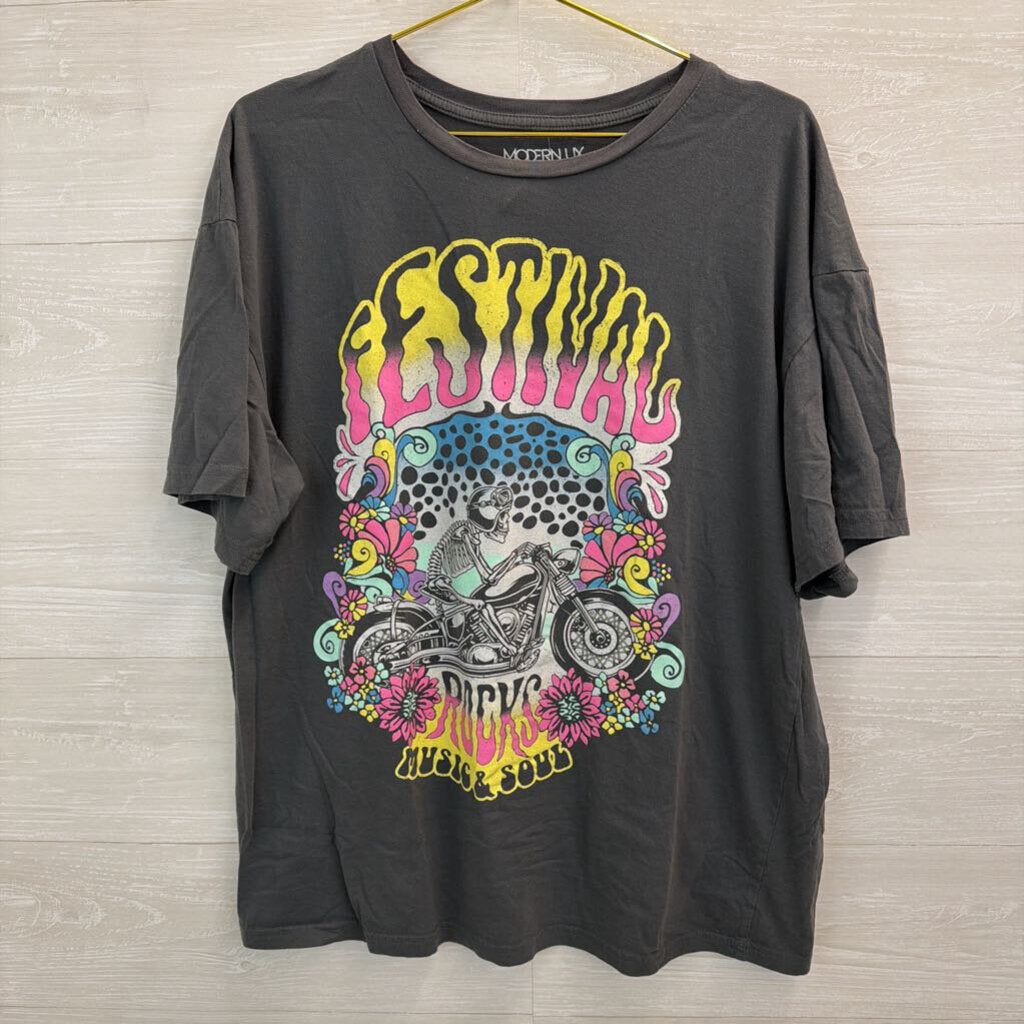 Festival Rocks Graphic Tee Grey/Multi L/XL