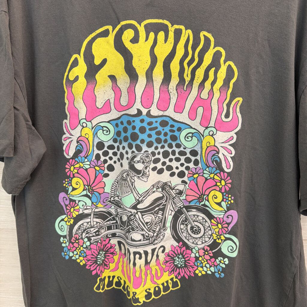 Festival Rocks Graphic Tee Grey/Multi L/XL