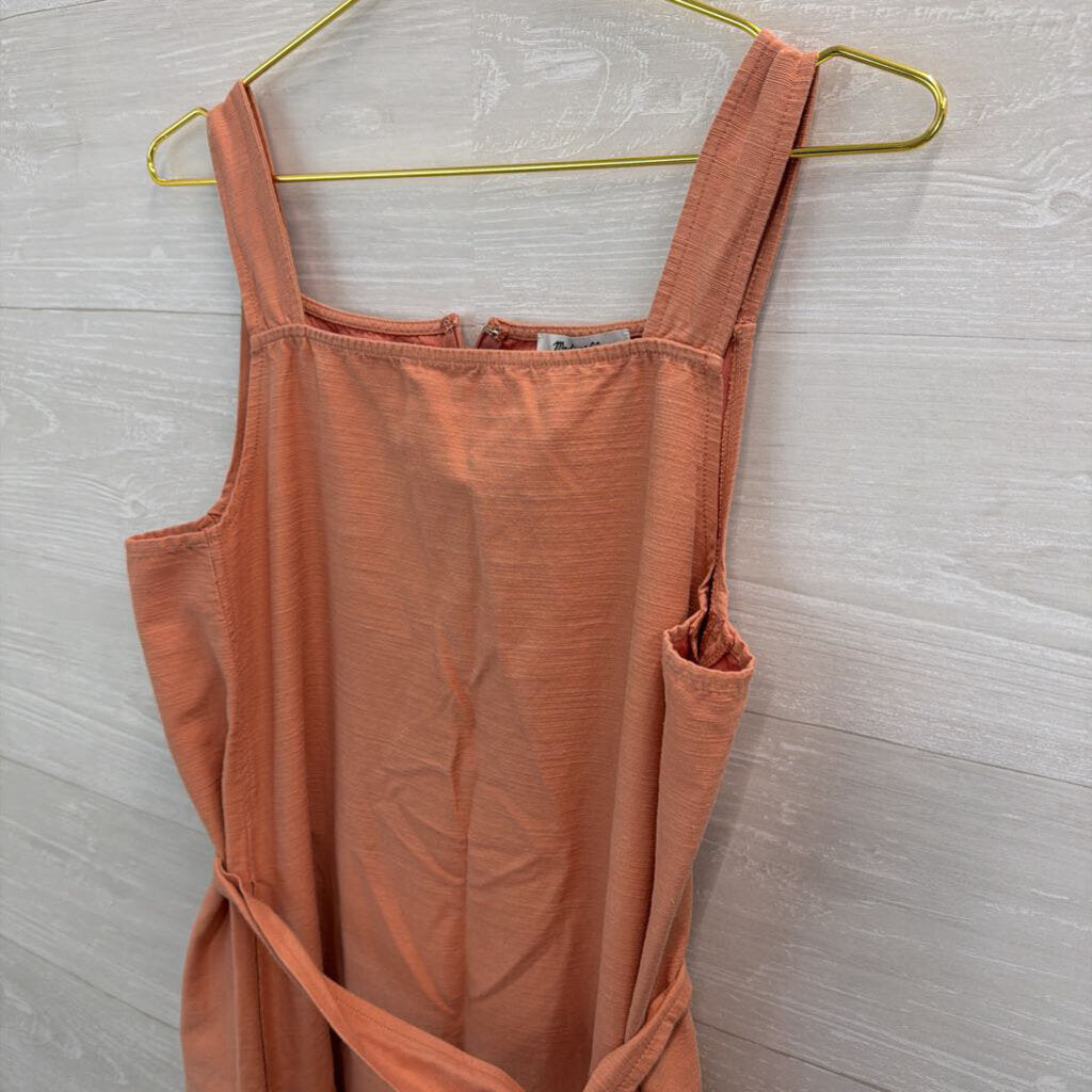Madewell Apron Tie-Waist Salmon Midi Dress 14